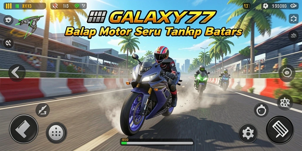 Tampilan gameplay menegangkan dalam GALAXY77 saat balapan.