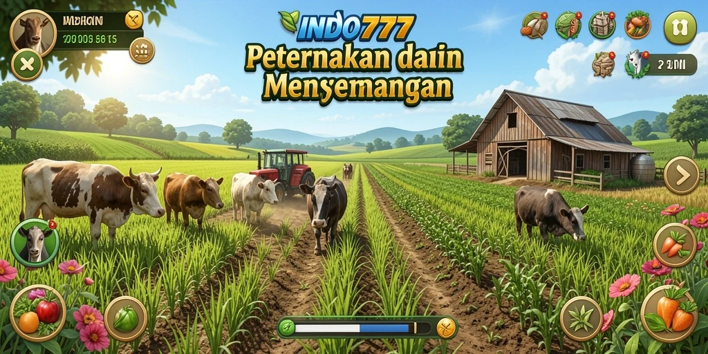 Tampilan gameplay INDO777 dengan aktivitas pertanian yang mengasyikkan.