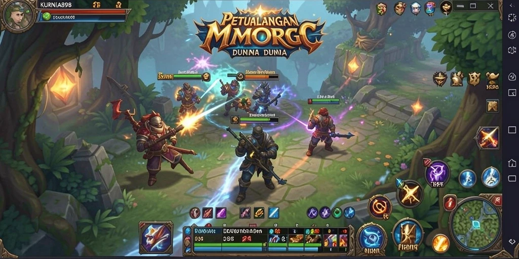 Screen capture dari gameplay KURNIA898 yang menunjukkan aksi petualangan seru di MMORPG.
